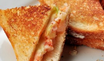 Grilled cheese sandwich with lobster